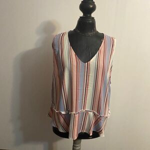 Lover Fire Multi color stripe sleeveless top with draw string waist, size 1X